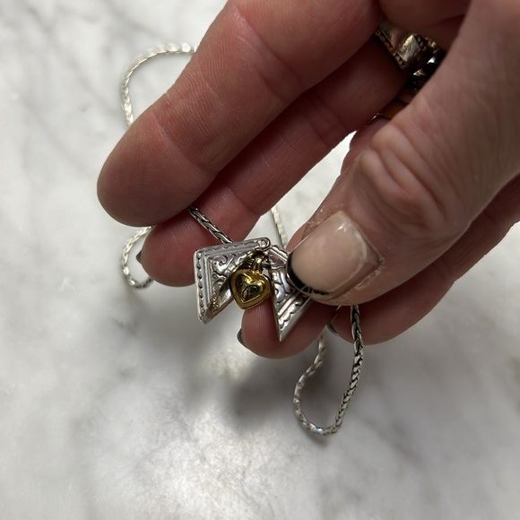 Brighton Heart in Box Silver Gold Plated Necklace Adjustable - Picture 4 of 9